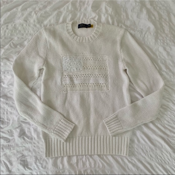 New Ralph Lauren American Flag White Sweater - Picture 12 of 12